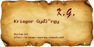 Krieger György névjegykártya